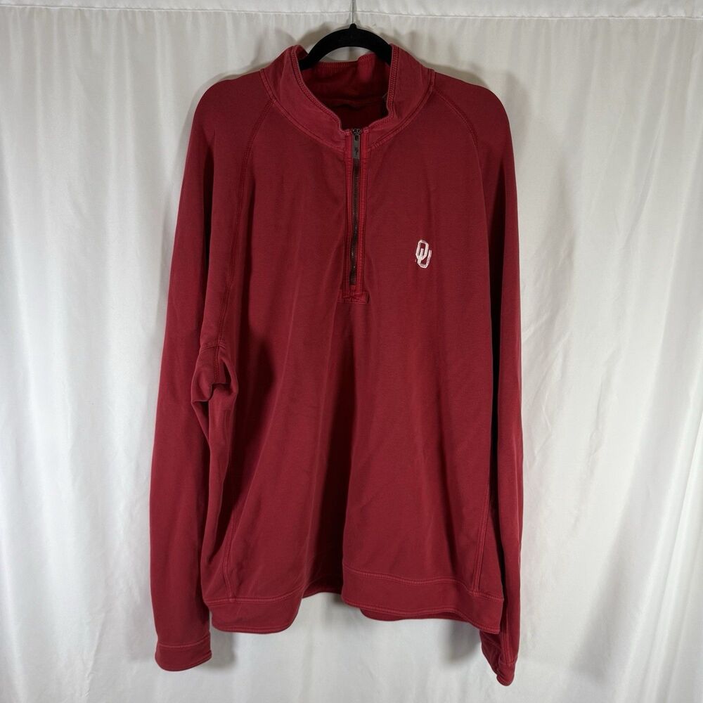 Oklahoma Sooners Tommy Bahama Sweater Mens 3XL Red 1/4 Zip Pullover Cotton Blend